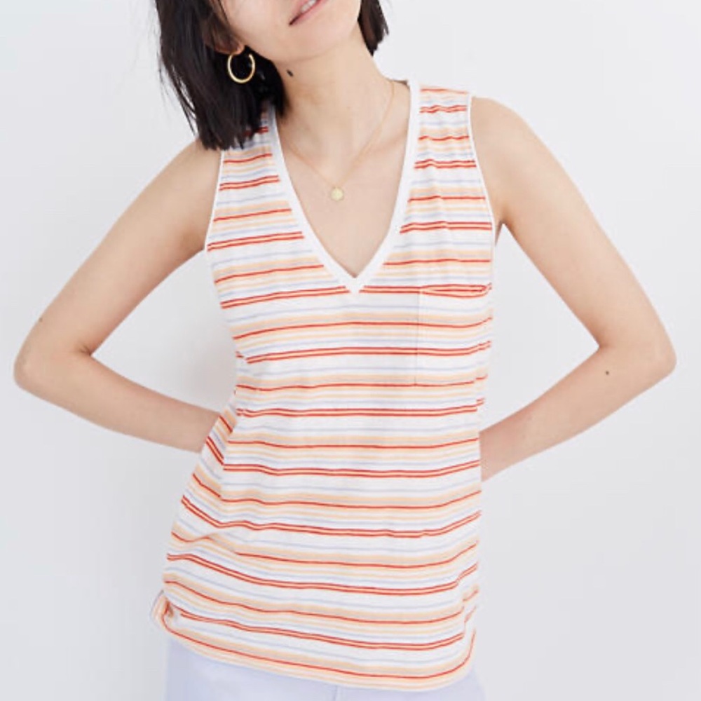 *SOLD!* NWT Madewell whisper cotton v neck striped top S - Picture 1 of 8